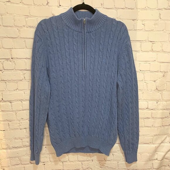 Men's Quarter Zip Sweater Blue Size Large - Picture 2 of 5